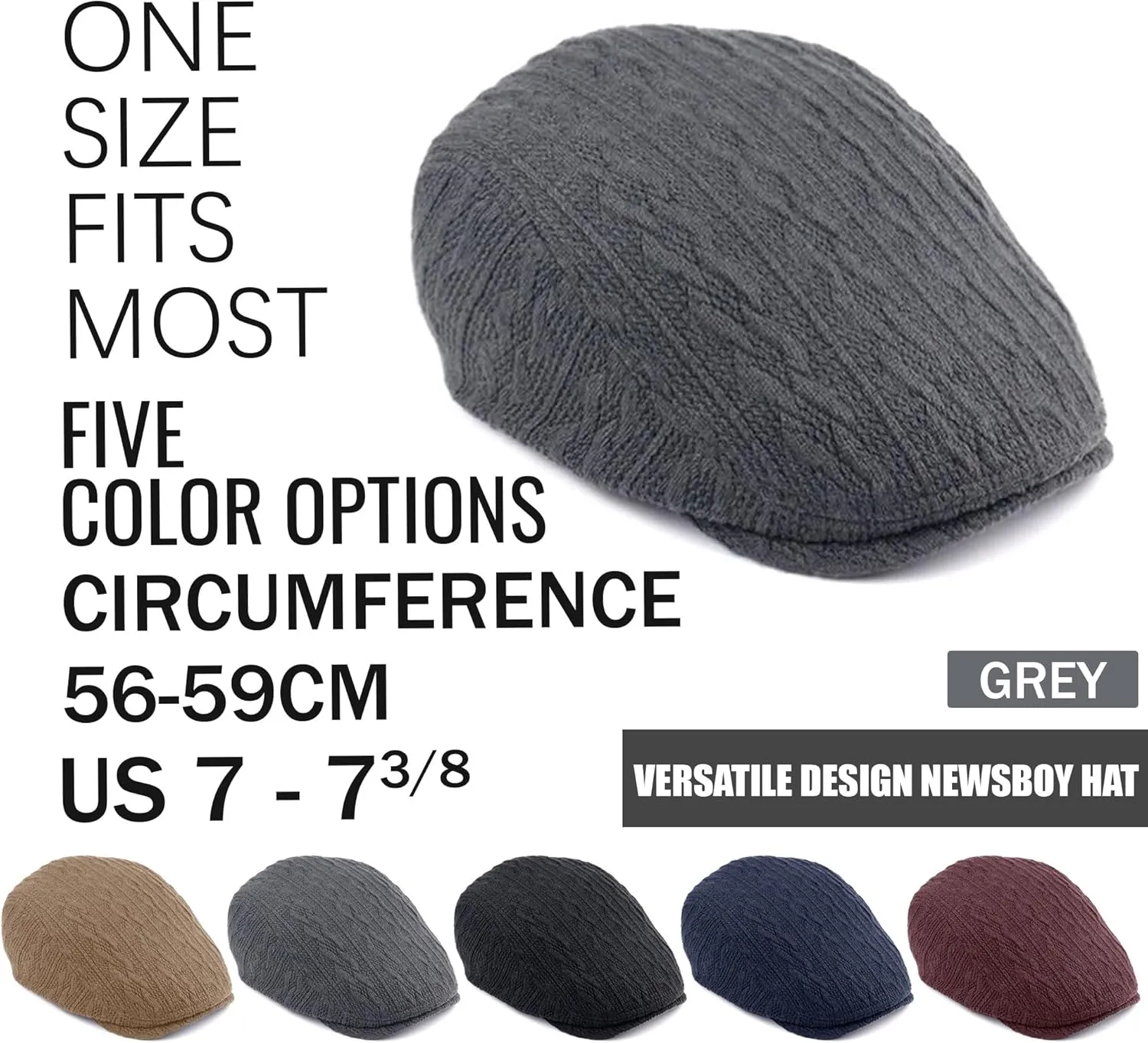 CLAPE Warm Winter Flat Scally Cap Men's Knitted Wool Cabbie Driving Duckbill Hat Ivy Gatsby Newsboy Cabbie Caps Hunting Hat