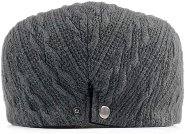 CLAPE Warm Winter Flat Scally Cap Men's Knitted Wool Cabbie Driving Duckbill Hat Ivy Gatsby Newsboy Cabbie Caps Hunting Hat