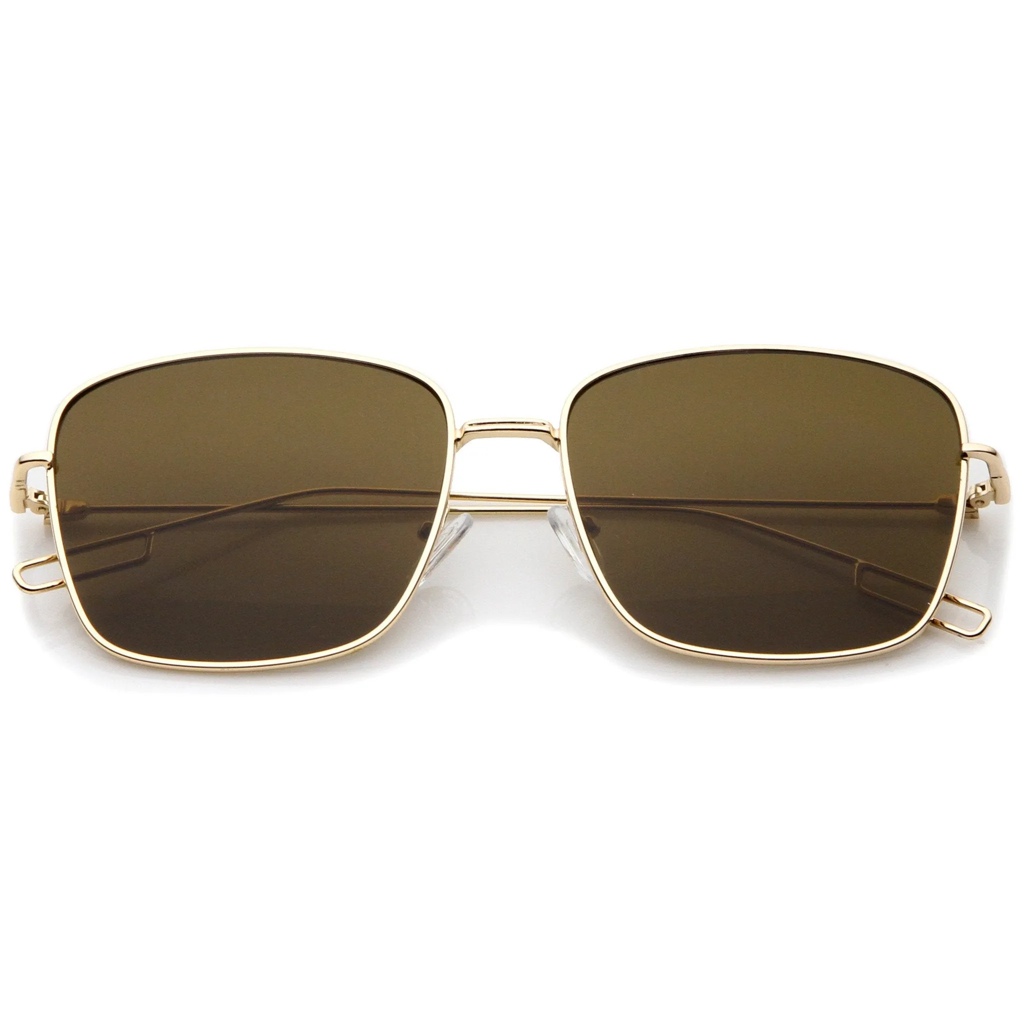 Classic Square Wire Metal Flat Lens Sunglasses A521
