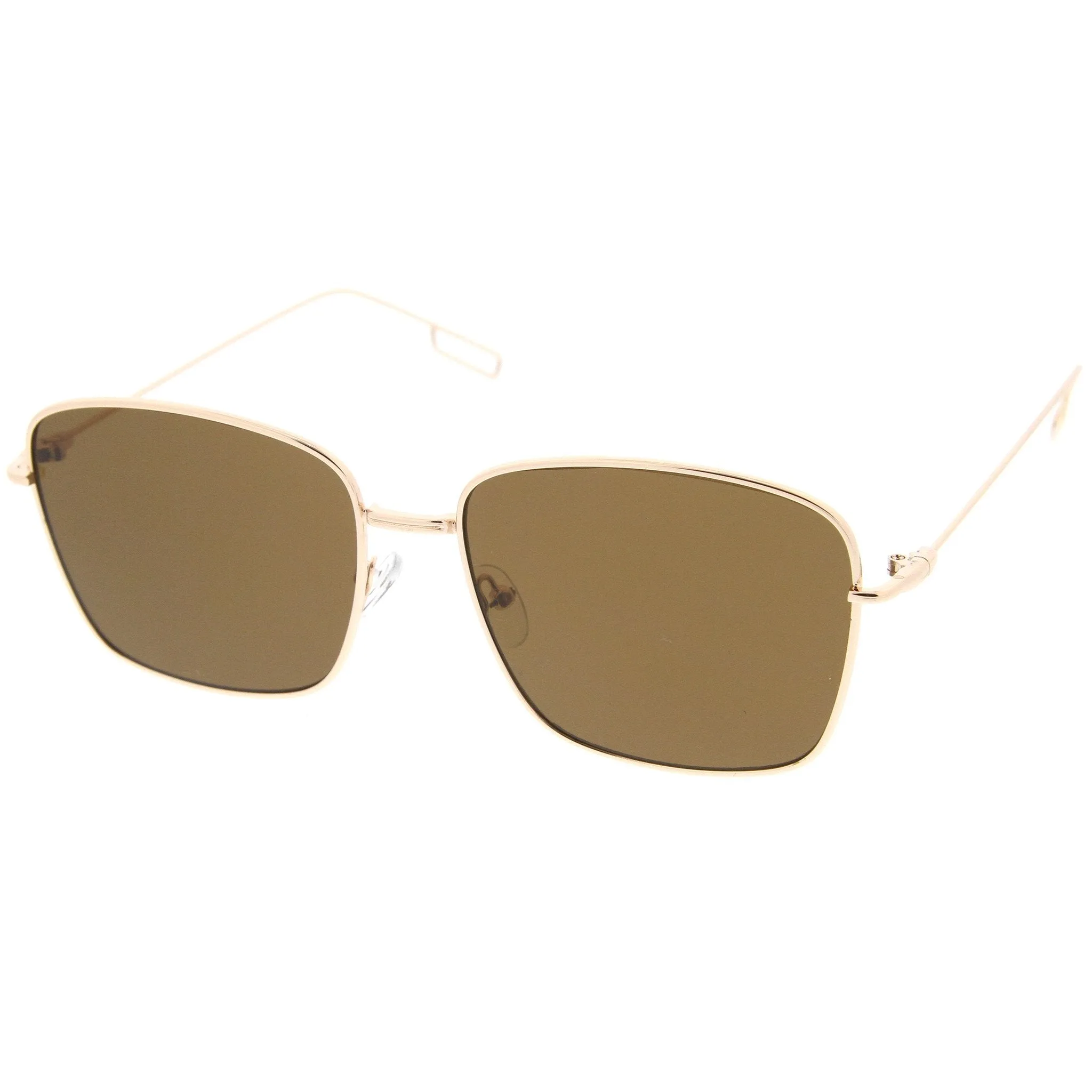 Classic Square Wire Metal Flat Lens Sunglasses A521