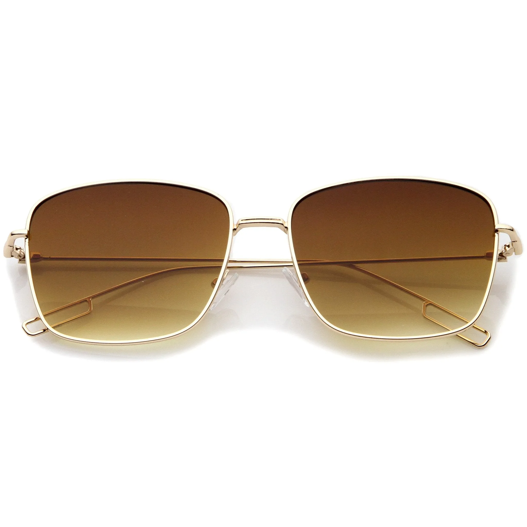 Classic Square Wire Metal Flat Lens Sunglasses A521