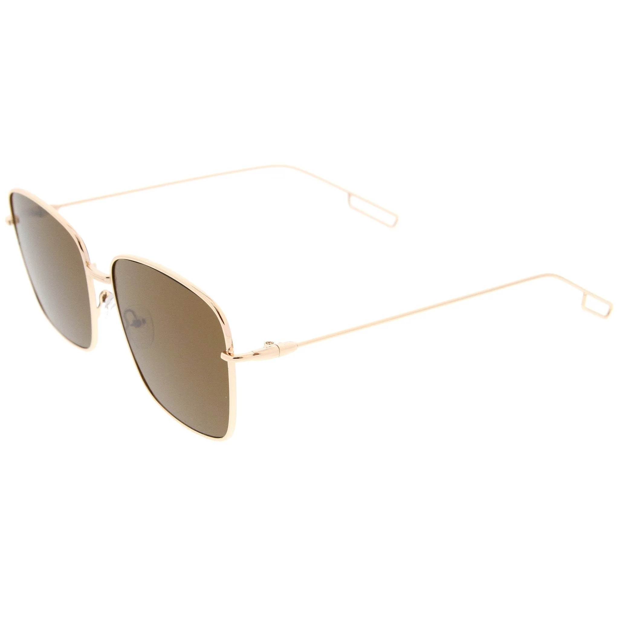 Classic Square Wire Metal Flat Lens Sunglasses A521