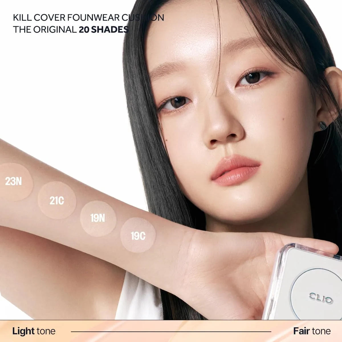 CLIO Kill Cover Founwear Cushion The Original – Korean Makeup, Full High Coverage, Airy Satin Finish, Skin Fit, 23N GINGER
