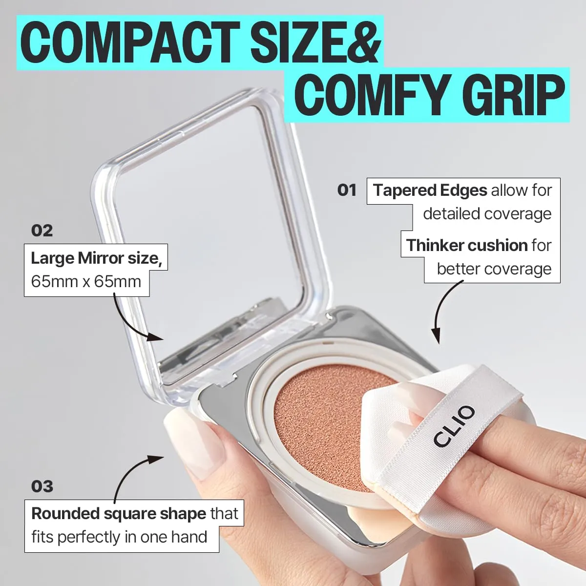 CLIO Kill Cover Founwear Cushion The Original – Korean Makeup, Full High Coverage, Airy Satin Finish, Skin Fit, 23N GINGER