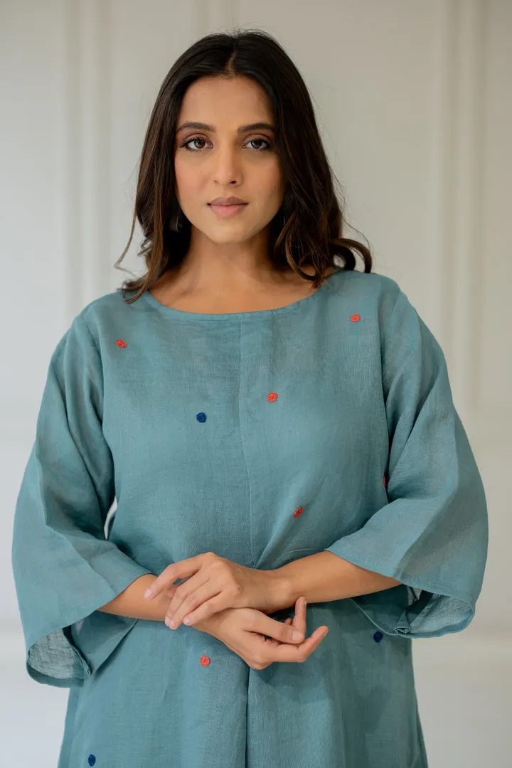 Coastal Lagoon Linen Kurta Set