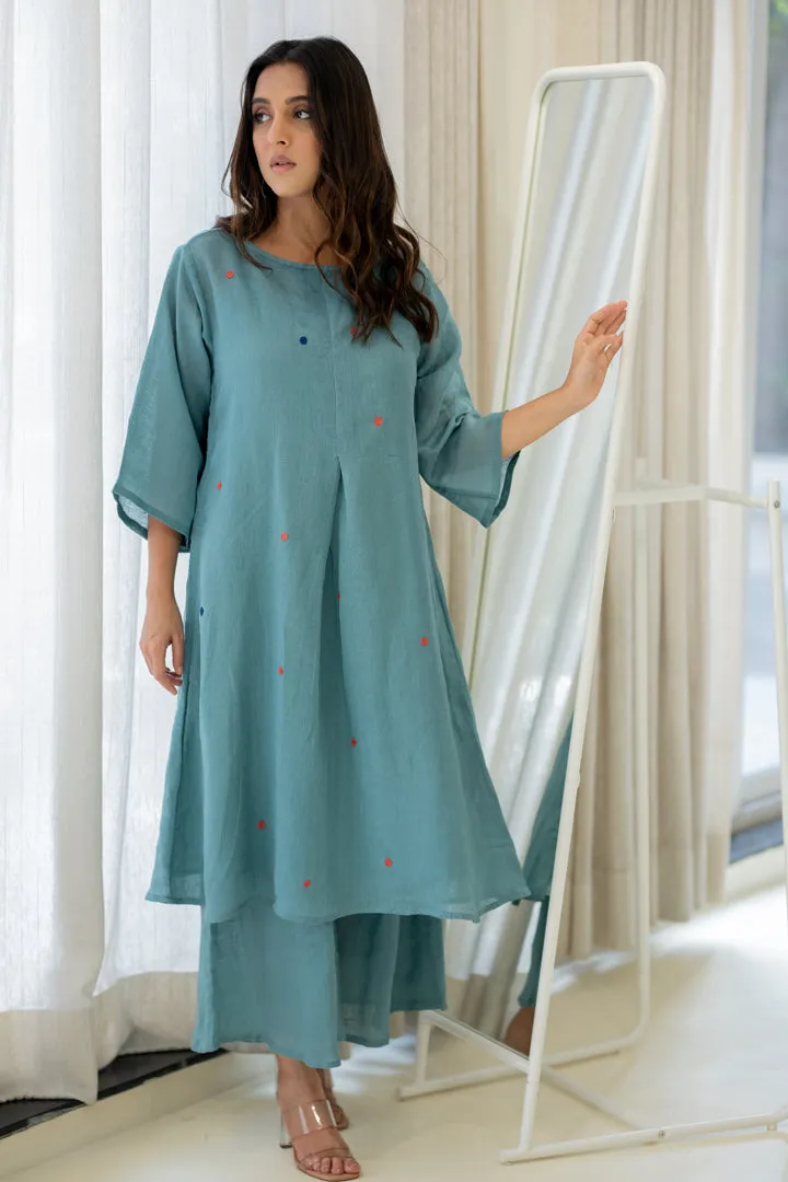 Coastal Lagoon Linen Kurta Set