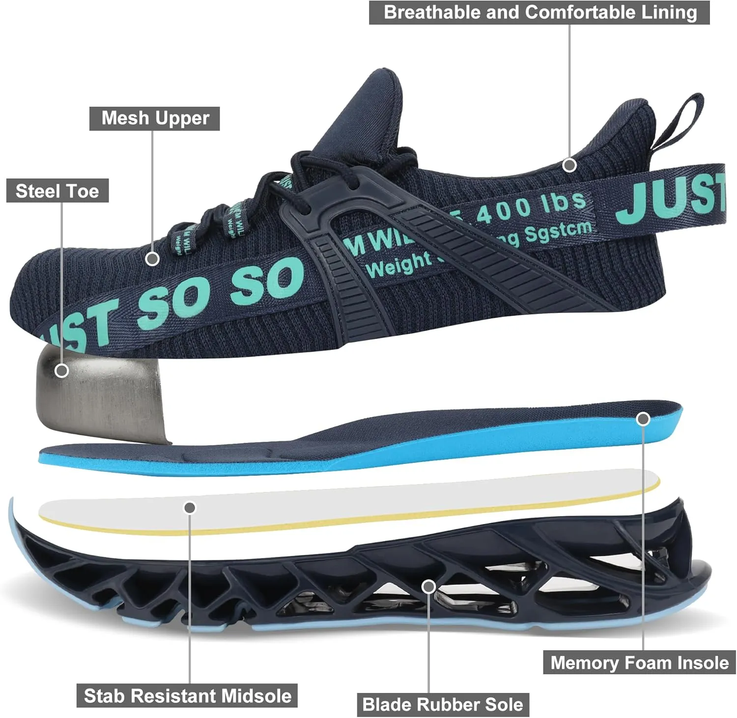 COKAFIL Steel Toe Shoes for Men Women Slip On Work Safety Cap Sneakers Comfortable Puncture Proof Slip Resistant Shoes