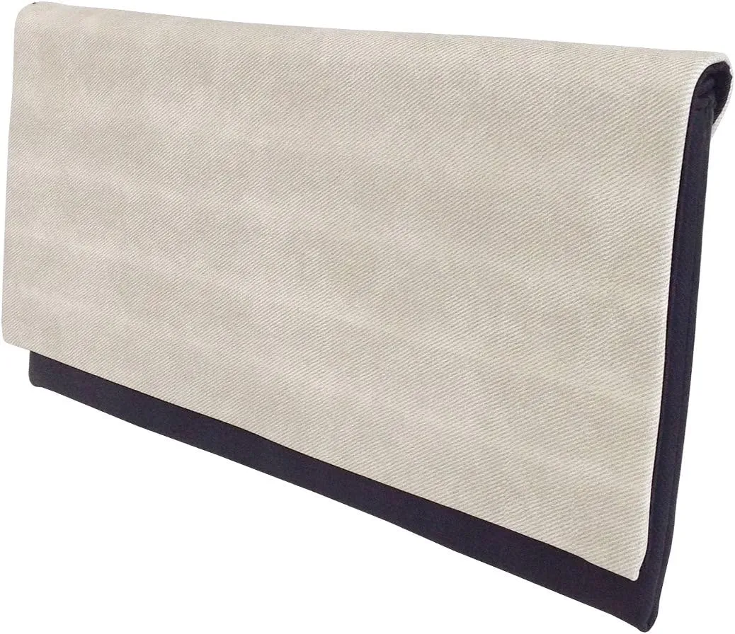 Color Block Flat Canvas Clutch