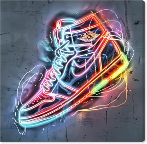 Colorful Lights Sneaker Gallery Wrapped Sneaker 1 Piece Canvas Wall Art, 16" x 16", Gallery Wrapped