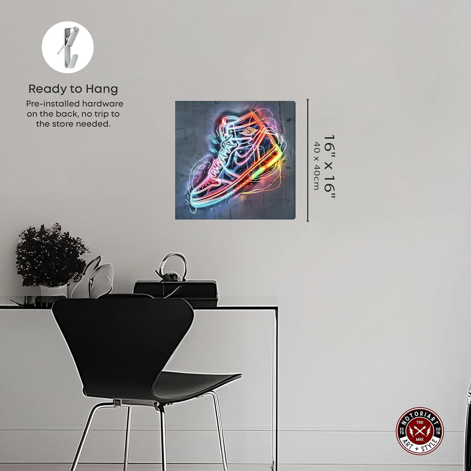 Colorful Lights Sneaker Gallery Wrapped Sneaker 1 Piece Canvas Wall Art, 16" x 16", Gallery Wrapped