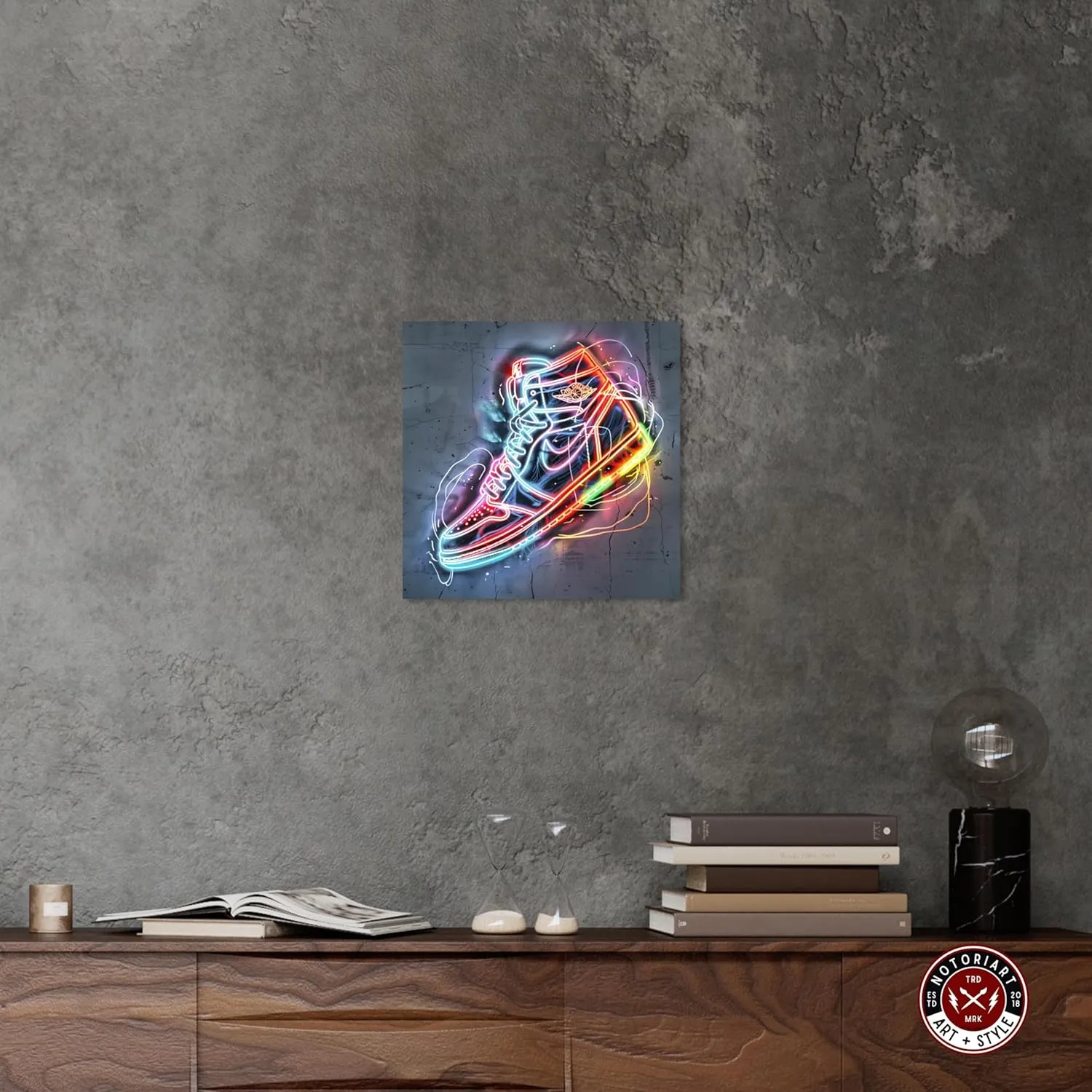Colorful Lights Sneaker Gallery Wrapped Sneaker 1 Piece Canvas Wall Art, 16" x 16", Gallery Wrapped