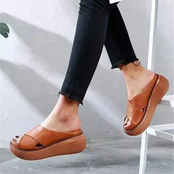 Comfortable Cross-Strap Slip-On Sandals for Women