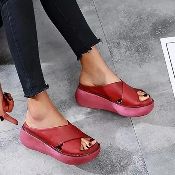 Comfortable Cross-Strap Slip-On Sandals for Women