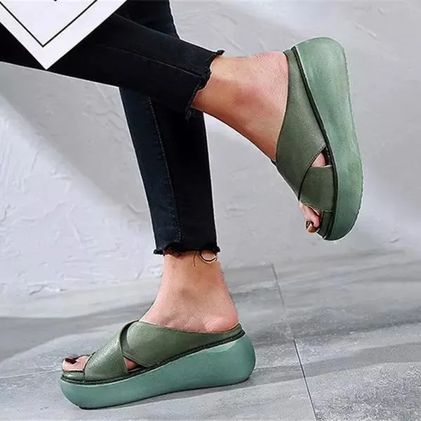 Comfortable Cross-Strap Slip-On Sandals for Women