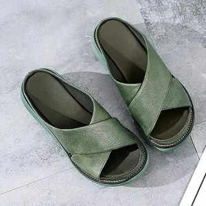 Comfortable Cross-Strap Slip-On Sandals for Women