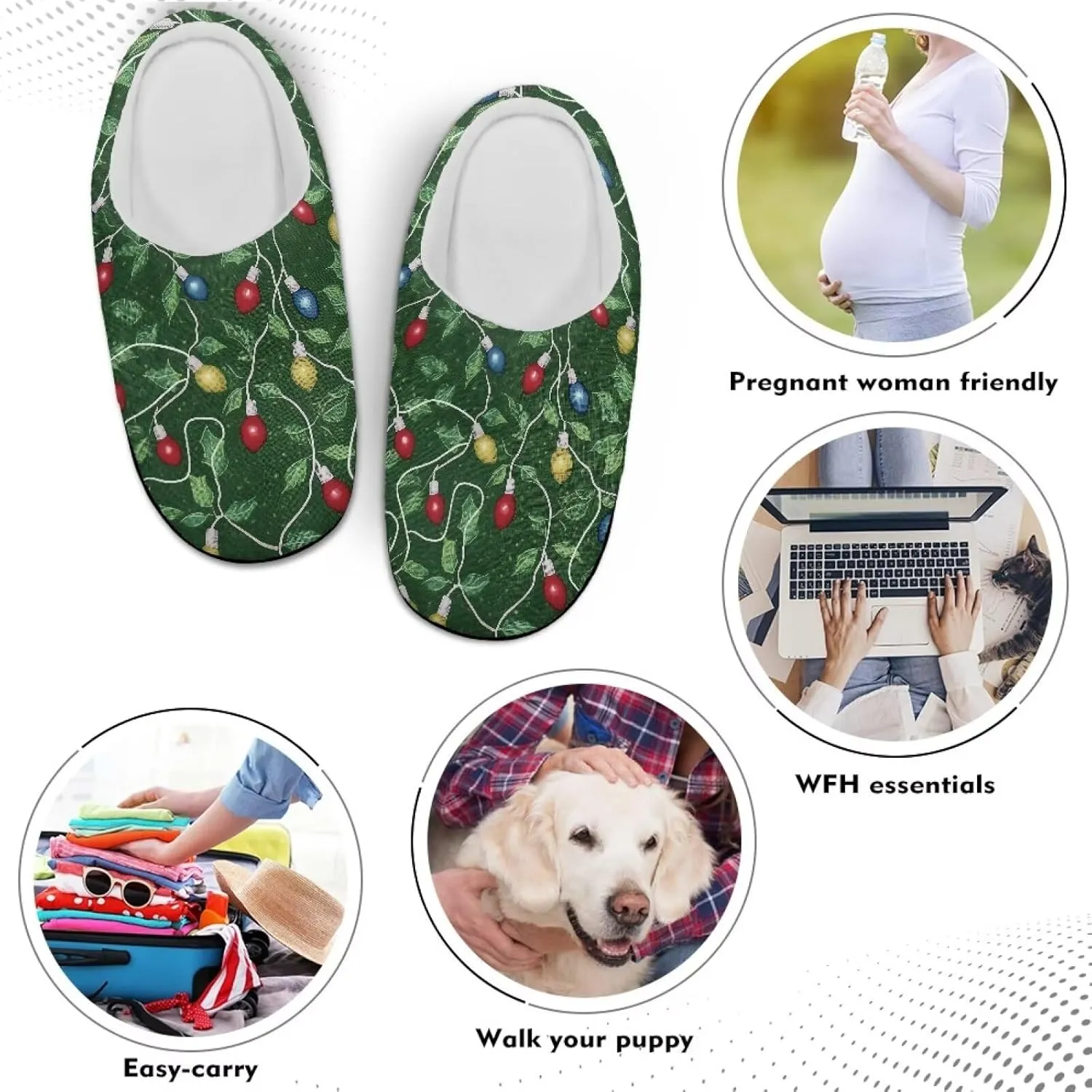 Comfortable Plush Slippers Full Toe Slip-On House Shoes Fuzzy Bedroom Slippers for Women Men Indoor Outdoor