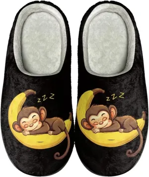 Comfortable Plush Slippers Full Toe Slip-On House Shoes Fuzzy Bedroom Slippers for Women Men Indoor Outdoor