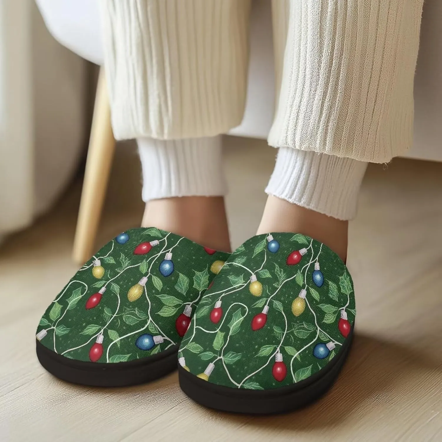 Comfortable Plush Slippers Full Toe Slip-On House Shoes Fuzzy Bedroom Slippers for Women Men Indoor Outdoor
