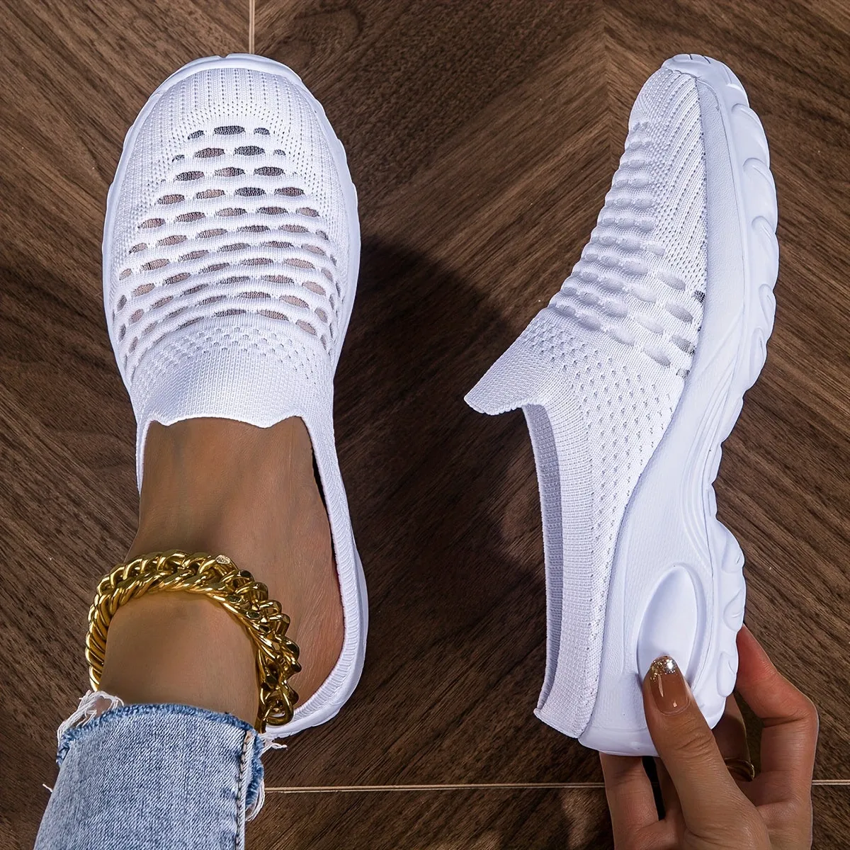 Comfortable Slip-On Sneakers - Breathable Knit Mesh