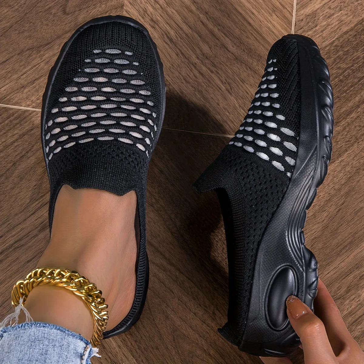 Comfortable Slip-On Sneakers - Breathable Knit Mesh