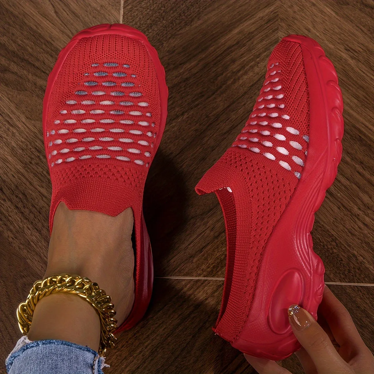 Comfortable Slip-On Sneakers - Breathable Knit Mesh