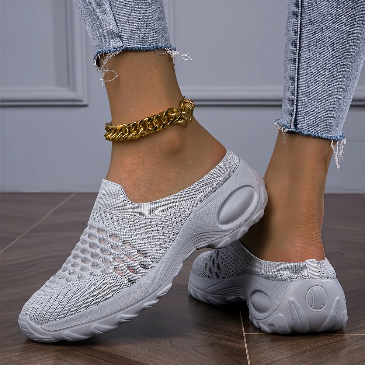 Comfortable Slip-On Sneakers - Breathable Knit Mesh