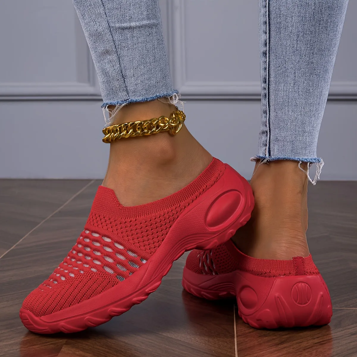 Comfortable Slip-On Sneakers - Breathable Knit Mesh