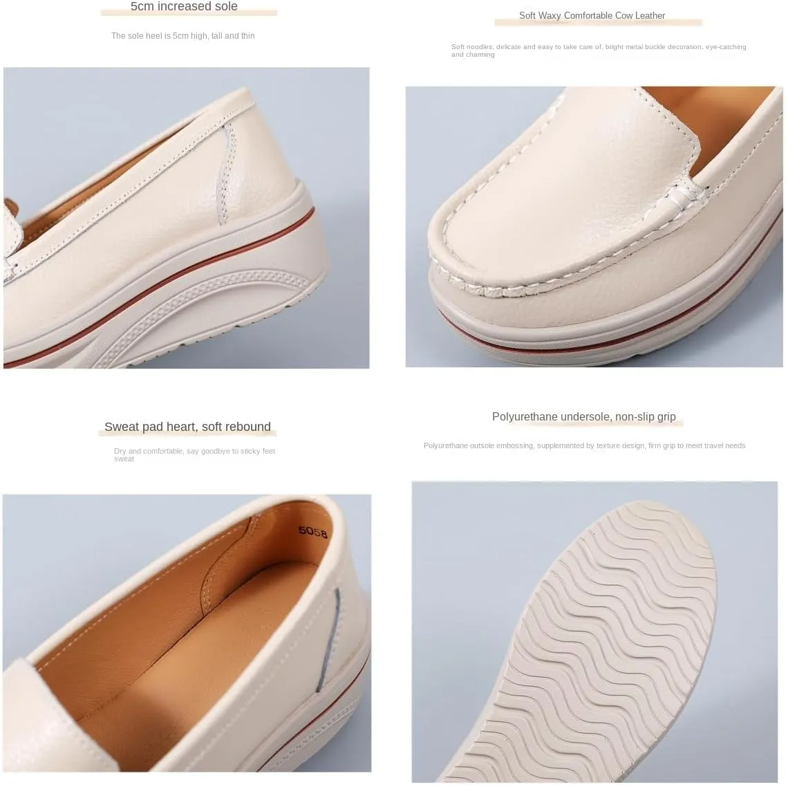Comfortable Women's Platform Loafers - Closed Toe Slip on Shoes for Casual Style
