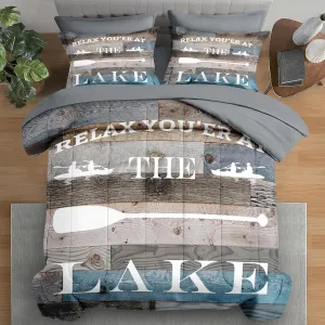 Comforter Set Queen Size, Boat Adventure Camper Vintage 7 Pcs Bedding for Kids and Adults, Rustic Lake Camping Bed Sheet Sets with Fitted Sheet 2 Pillowcase & 2 Sham for Bedroom Bed Decor