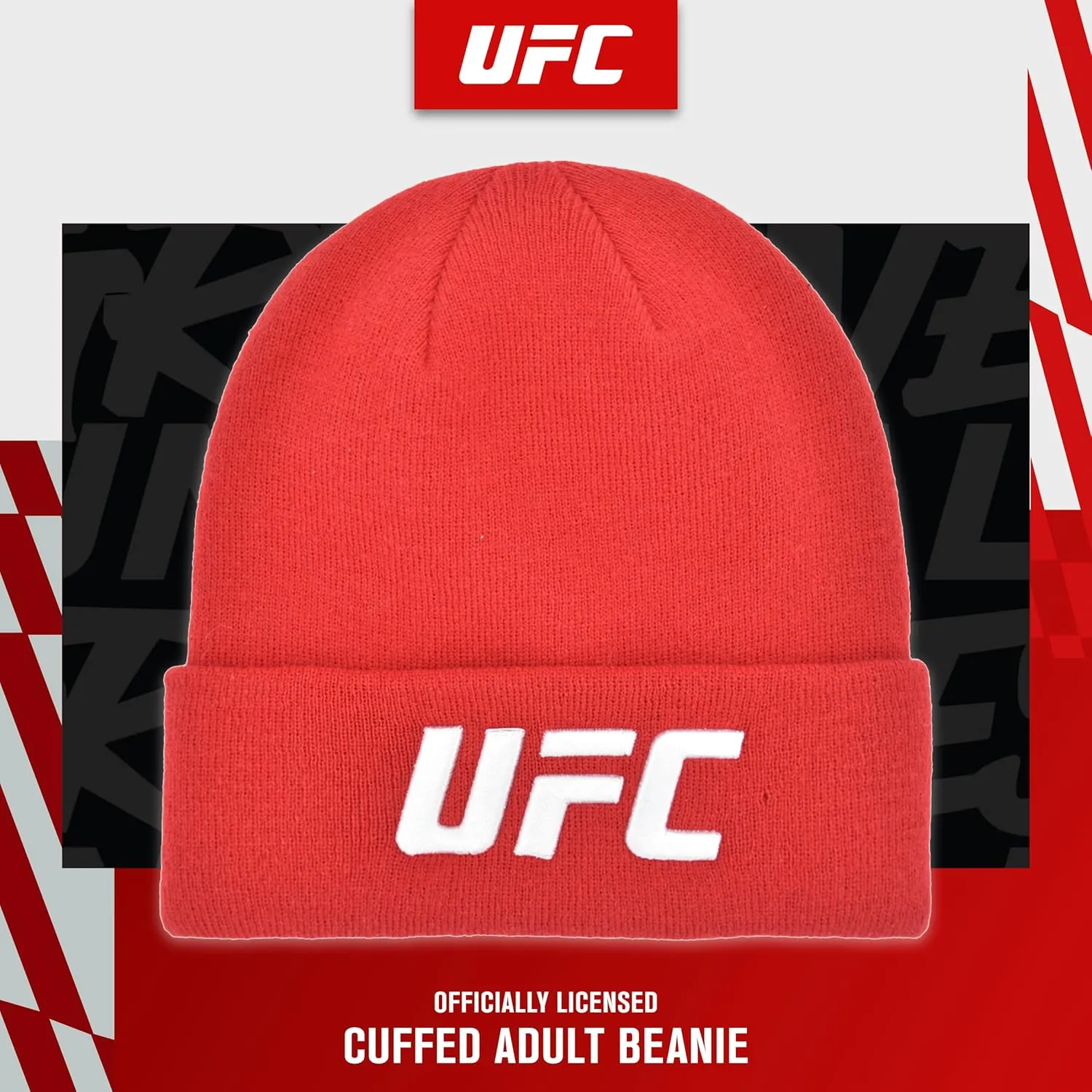 Concept One UFC Beanie Hat, Cuffed Winter Knit Cap with Logo