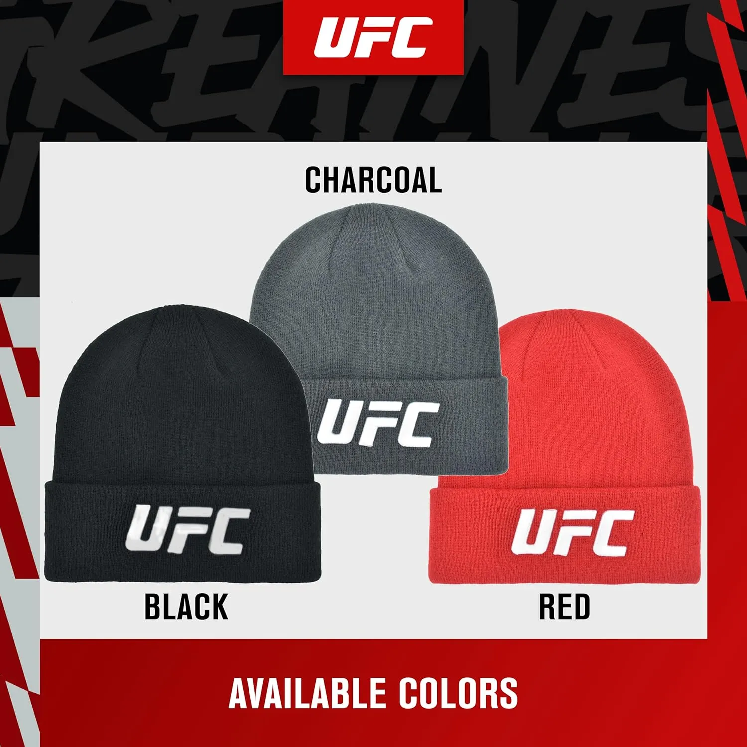 Concept One UFC Beanie Hat, Cuffed Winter Knit Cap with Logo