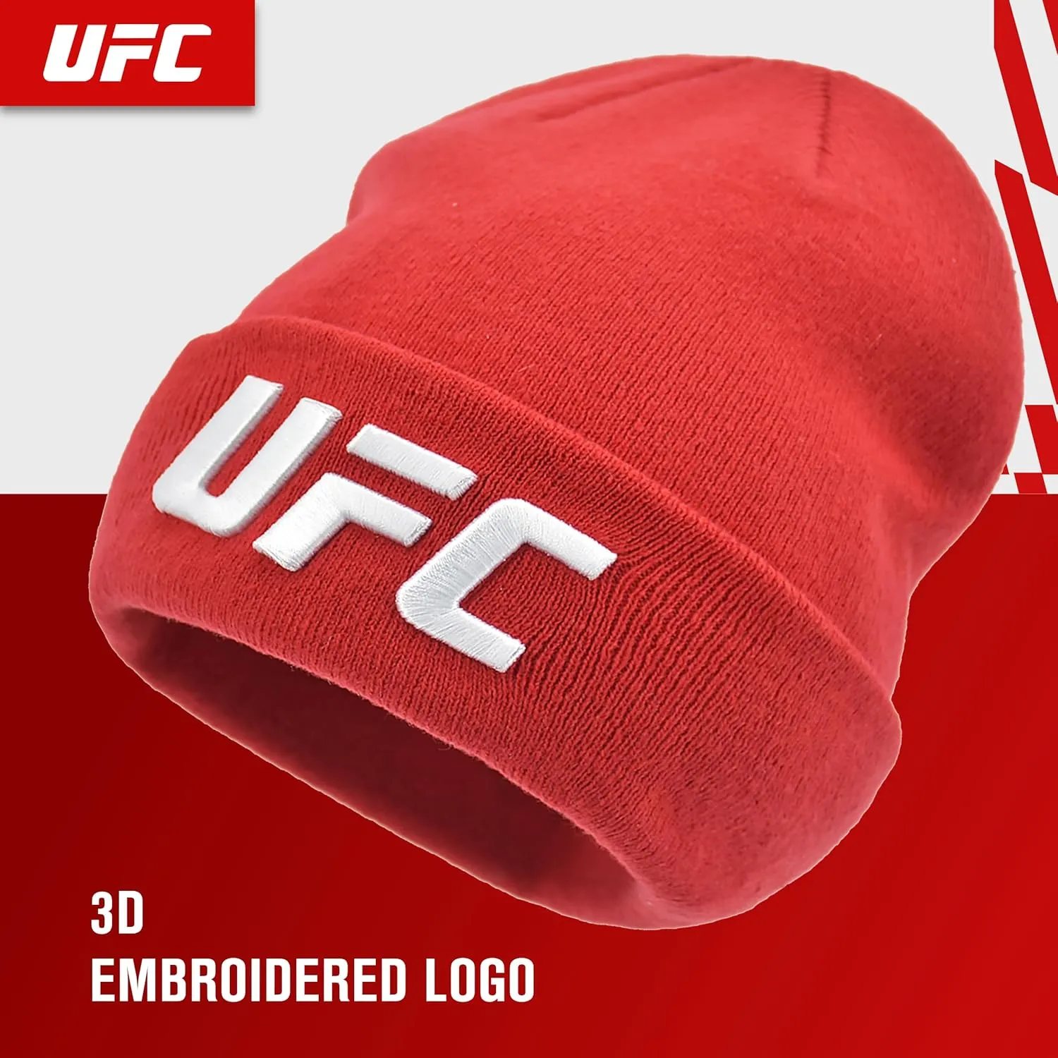Concept One UFC Beanie Hat, Cuffed Winter Knit Cap with Logo