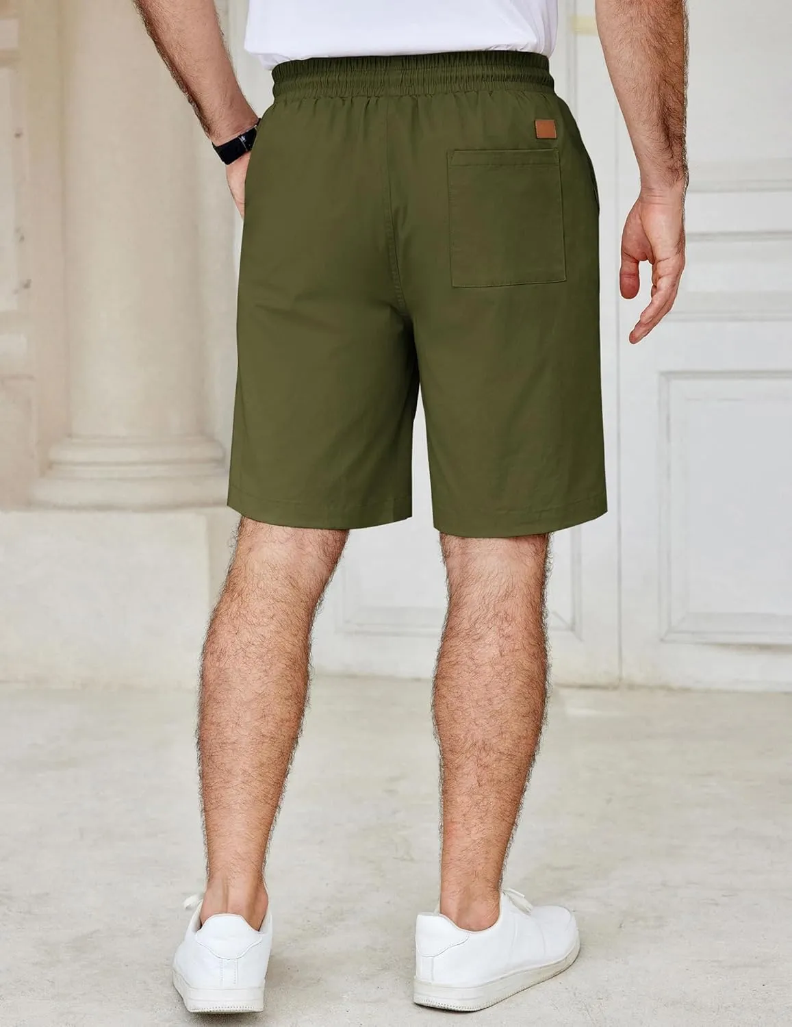 COOFANDY Men's Casual Shorts Cotton Elastic Waist Drawstring Shorts Lightweight Summer Beach Shorts