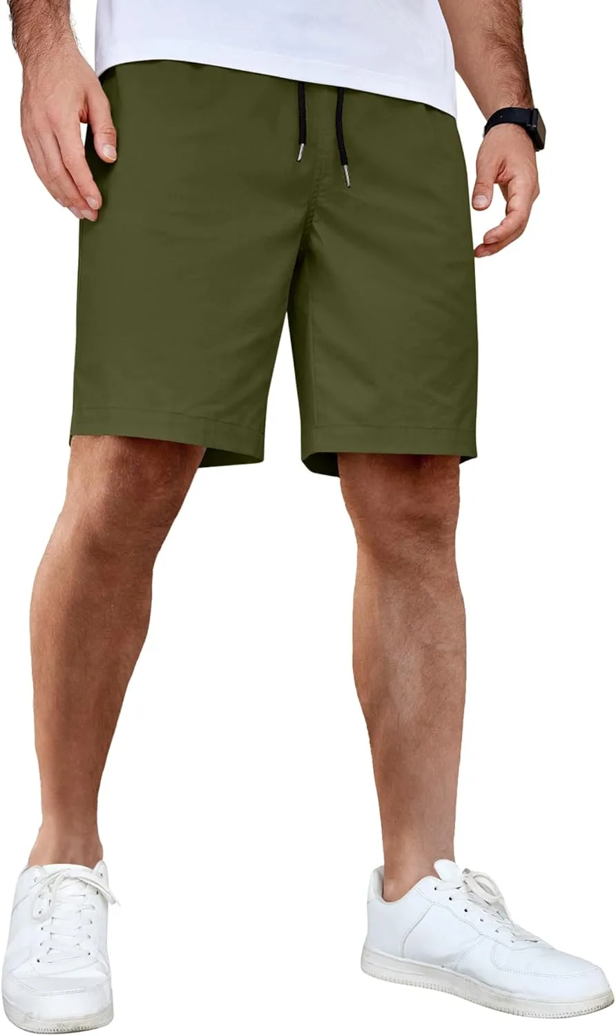 COOFANDY Men's Casual Shorts Cotton Elastic Waist Drawstring Shorts Lightweight Summer Beach Shorts