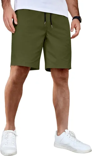 COOFANDY Men's Casual Shorts Cotton Elastic Waist Drawstring Shorts Lightweight Summer Beach Shorts