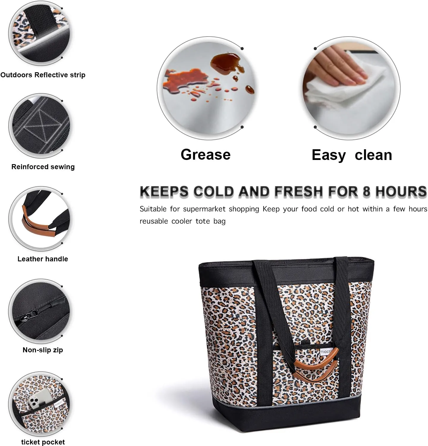 Cooler Bags Insulated Leak Proof - Large Reusable Grocery Tote for Women - Ideal for Breastmilk Storage, Keeping Food and Drinks Cold or Hot - Perfect for Delivery, Travel, and Picnics