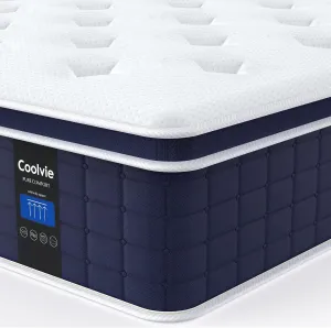 Coolvie 12 Inch Twin Size Mattress, Hybrid Twin Mattress in a Box, 3 Layer Premium Foam with Pocket Springs for Motion Isolation and Pressure Relieving, Medium Firm Feel, 100-Night Trial