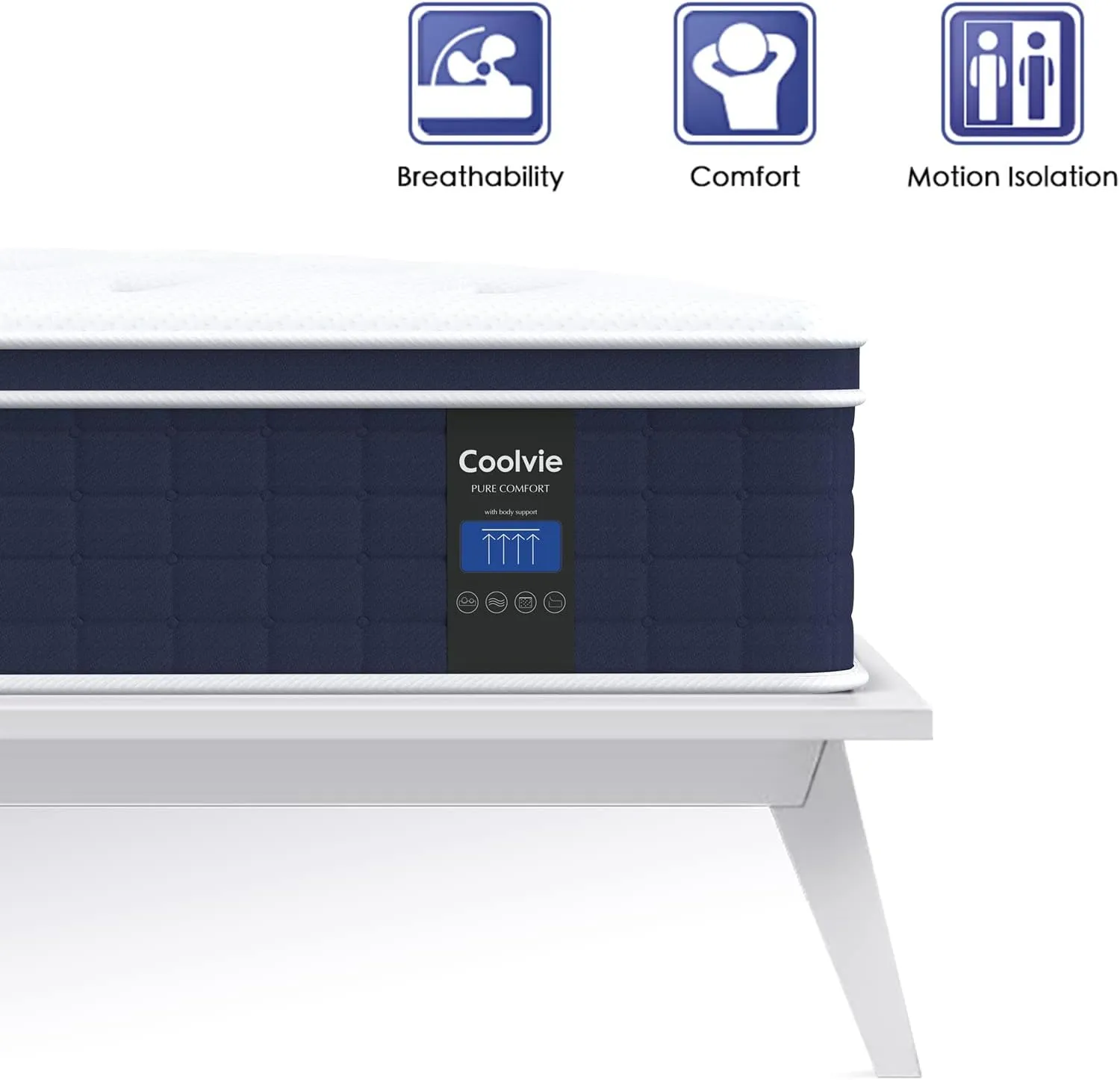 Coolvie 12 Inch Twin Size Mattress, Hybrid Twin Mattress in a Box, 3 Layer Premium Foam with Pocket Springs for Motion Isolation and Pressure Relieving, Medium Firm Feel, 100-Night Trial