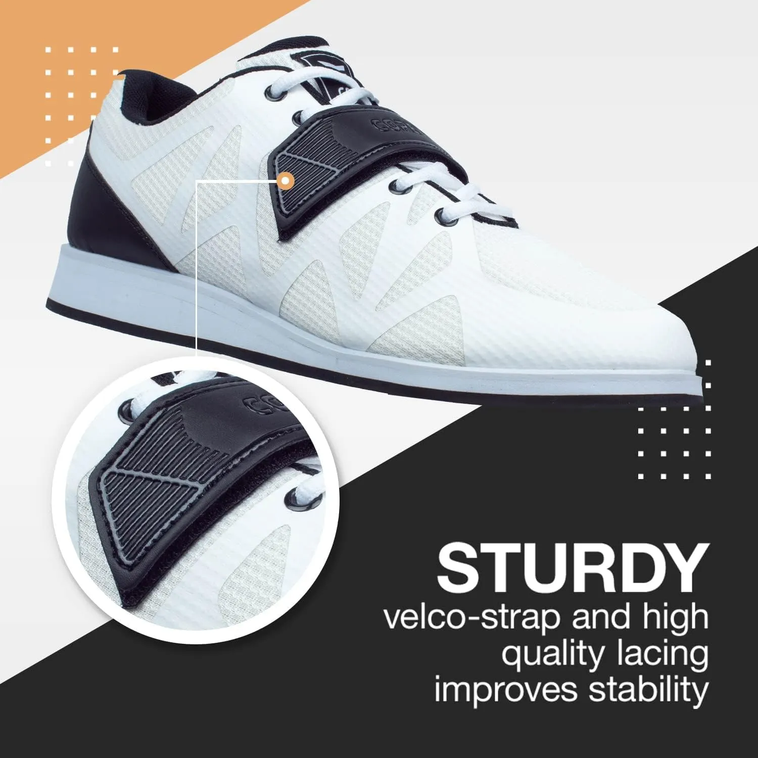 CORE Weightlifting Shoes - Squat Shoes for Powerlifting, Crossfit, Deadlifting, Weight Training - Olympic Lifting Footwear with 0.67" Heels - Strap and Lace-Up Gym Shoes for Men and Women