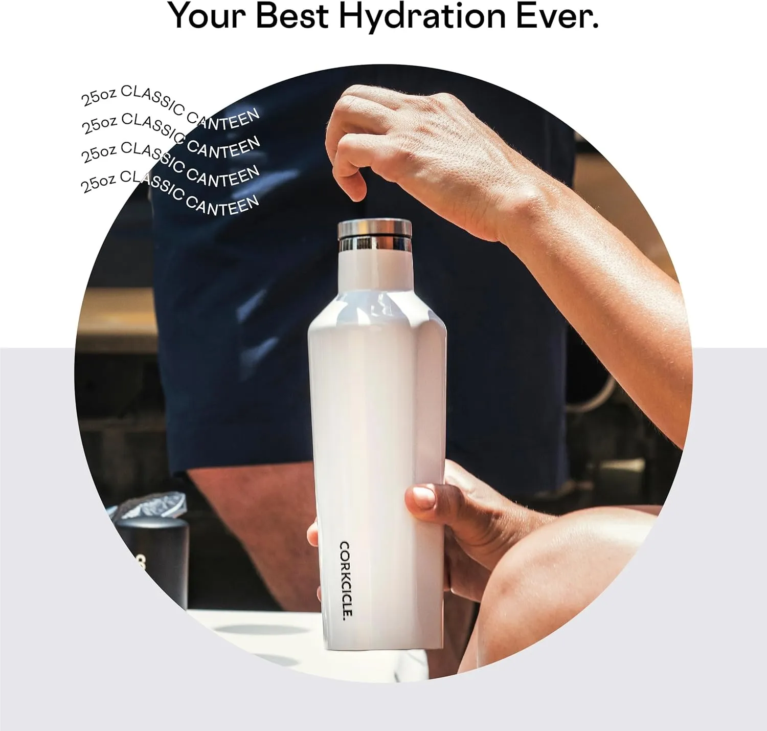 Corkcicle Classic Canteen Insulated Tumbler, Gloss White, 25 oz – Reusable Water Bottle Keeps Beverages Cold for 25 Hours & Hot 12 Hours – Cupholder Friendly Tumbler with Screw-On Cap