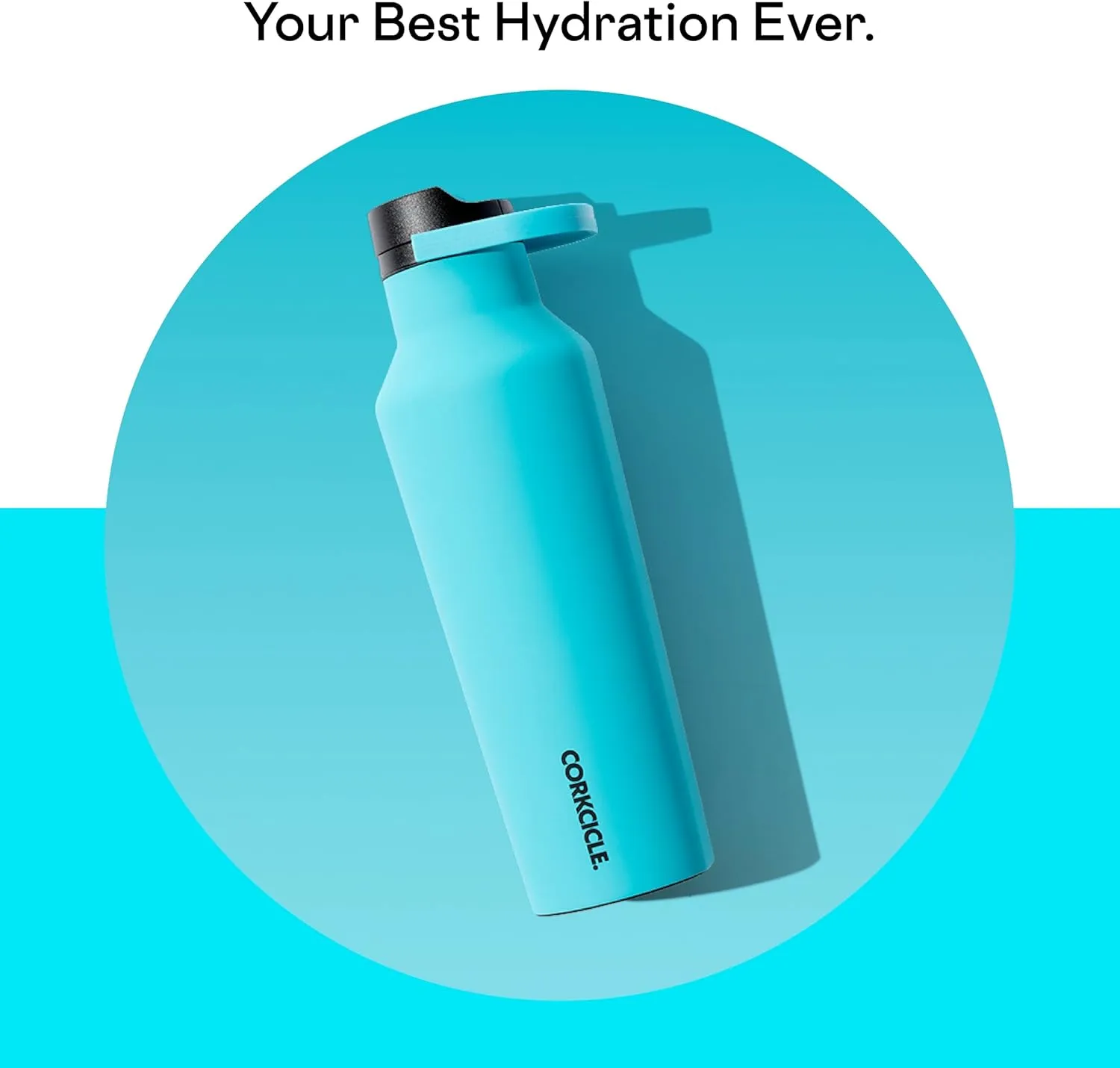 Corkcicle Sport Canteen Insulated Tumbler, Capri Blue, 20 oz – Reusable Water Bottle Keeps Beverages Cold for 25 Hours & Hot 12 Hours – Cupholder Friendly Tumbler with Screw-On Cap