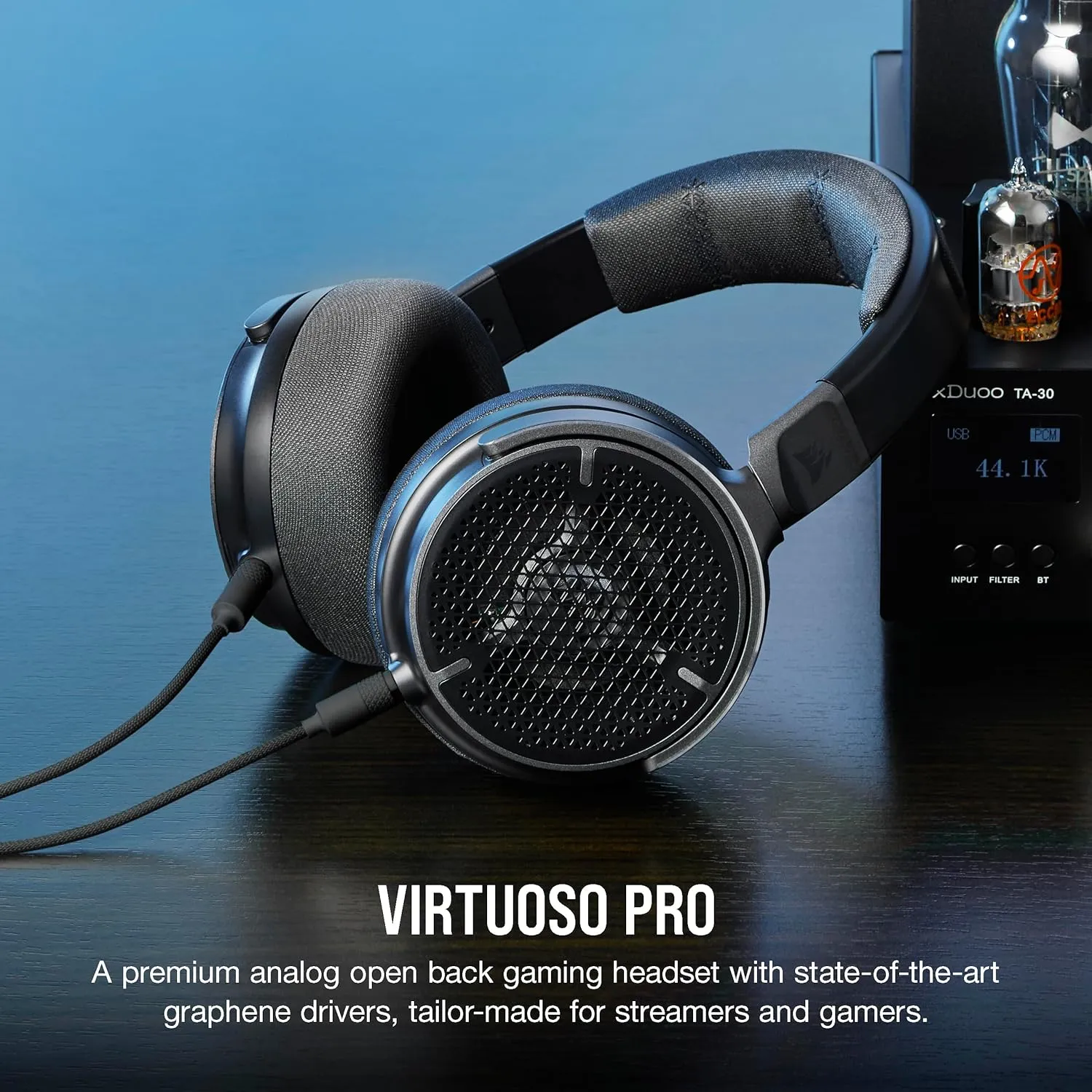 Corsair Virtuoso PRO Wired Open Back Gaming Headset - Detachable Uni-Directional Microphone - 50mm Graphene Drivers - 20Hz-40 kHz Frequency Response - Carbon