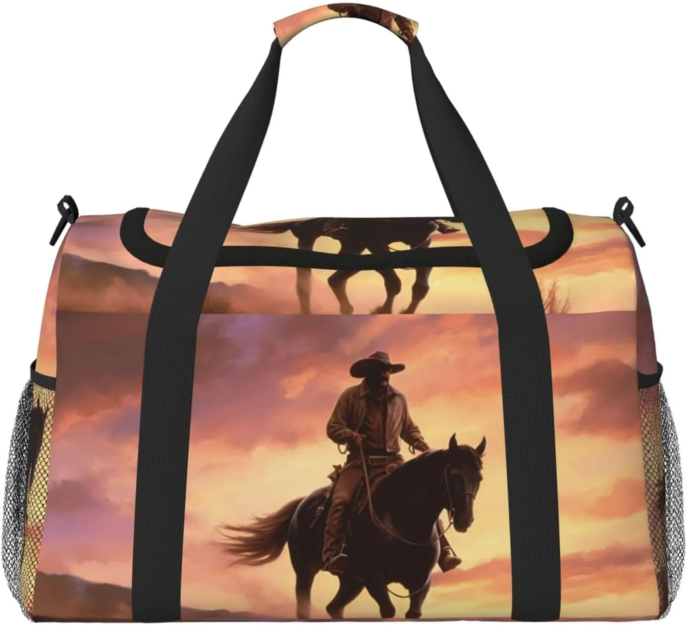 Cowboy West Travel Duffel Bag Lightweight Waterproof Carry On Tote Bag Foldable Weekender Overnight Bags Sport Gym Bag For Women Men