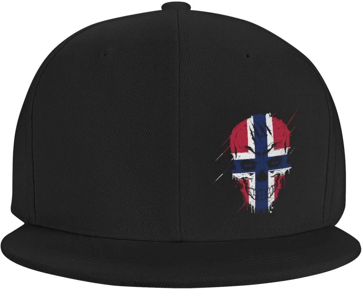 Creative Norway Patriot Skull National Flag Snapback Hats for Men Women Baseball Cap Flat Bill Brim Hat
