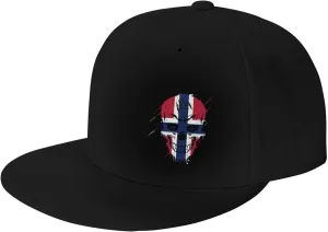 Creative Norway Patriot Skull National Flag Snapback Hats for Men Women Baseball Cap Flat Bill Brim Hat