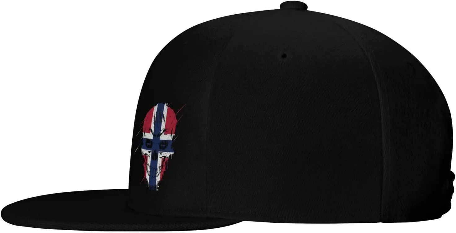 Creative Norway Patriot Skull National Flag Snapback Hats for Men Women Baseball Cap Flat Bill Brim Hat