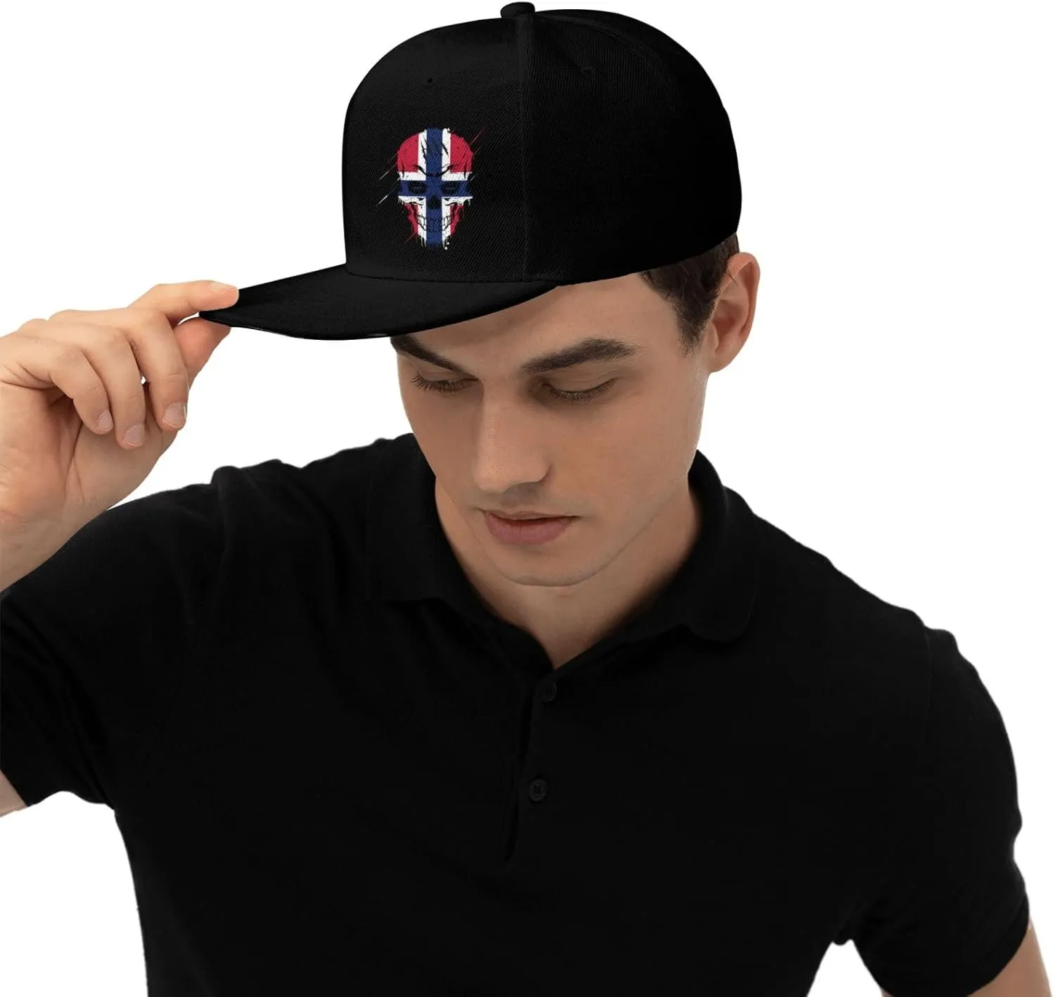 Creative Norway Patriot Skull National Flag Snapback Hats for Men Women Baseball Cap Flat Bill Brim Hat