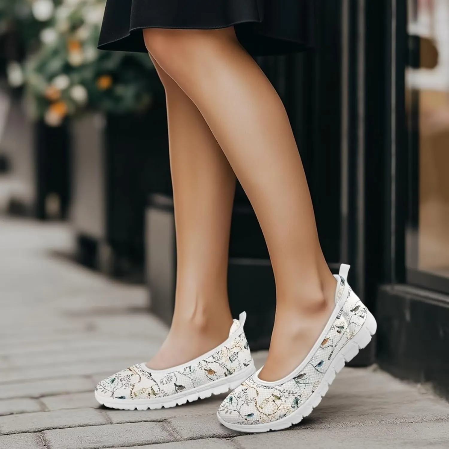 Creative Various Bird Prints Walking Shoes Women Dressy Slip On Ballet Flats Shoes Stylish Fit Comfort Casual Sneakers Daily Wear