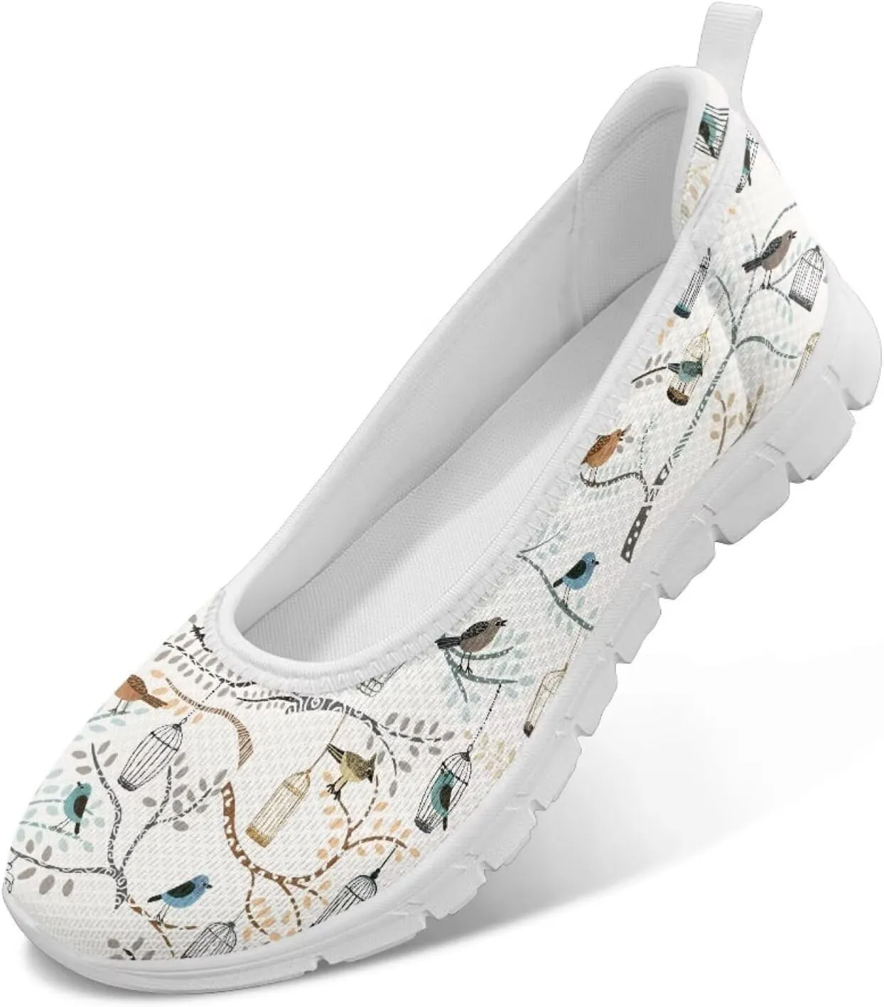 Creative Various Bird Prints Walking Shoes Women Dressy Slip On Ballet Flats Shoes Stylish Fit Comfort Casual Sneakers Daily Wear