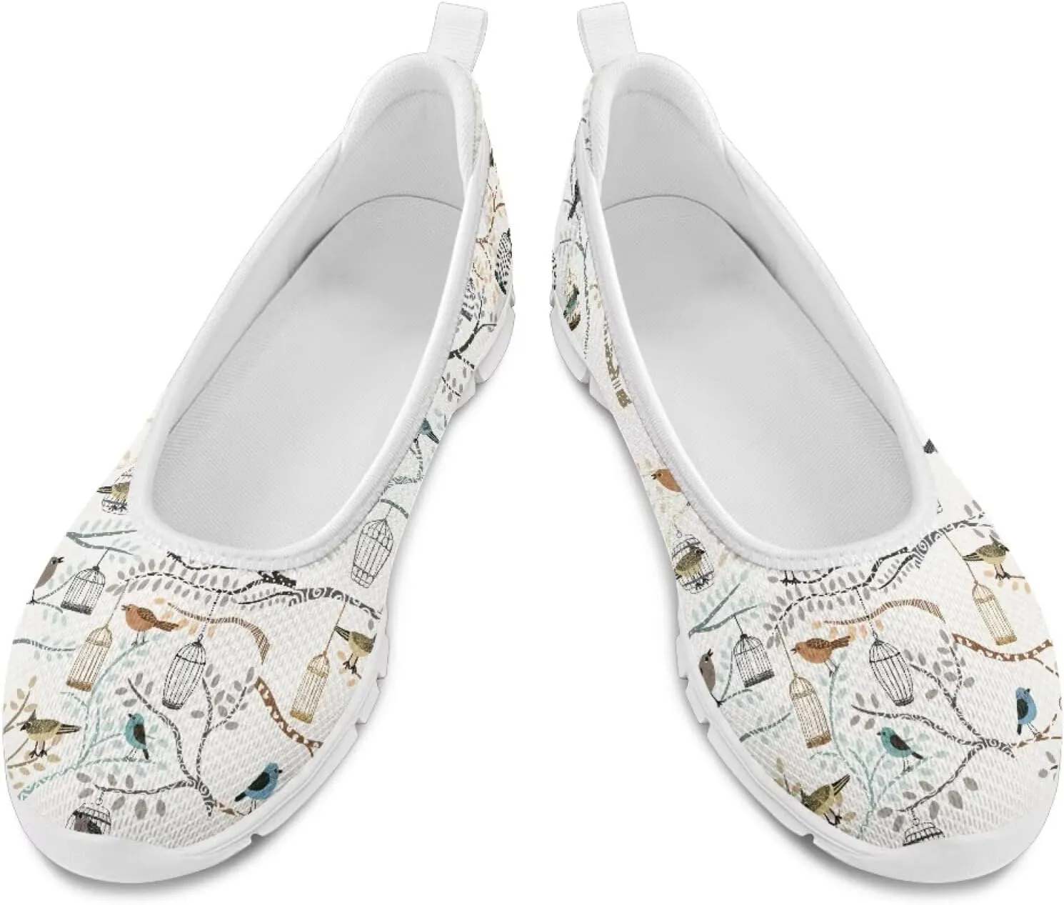 Creative Various Bird Prints Walking Shoes Women Dressy Slip On Ballet Flats Shoes Stylish Fit Comfort Casual Sneakers Daily Wear